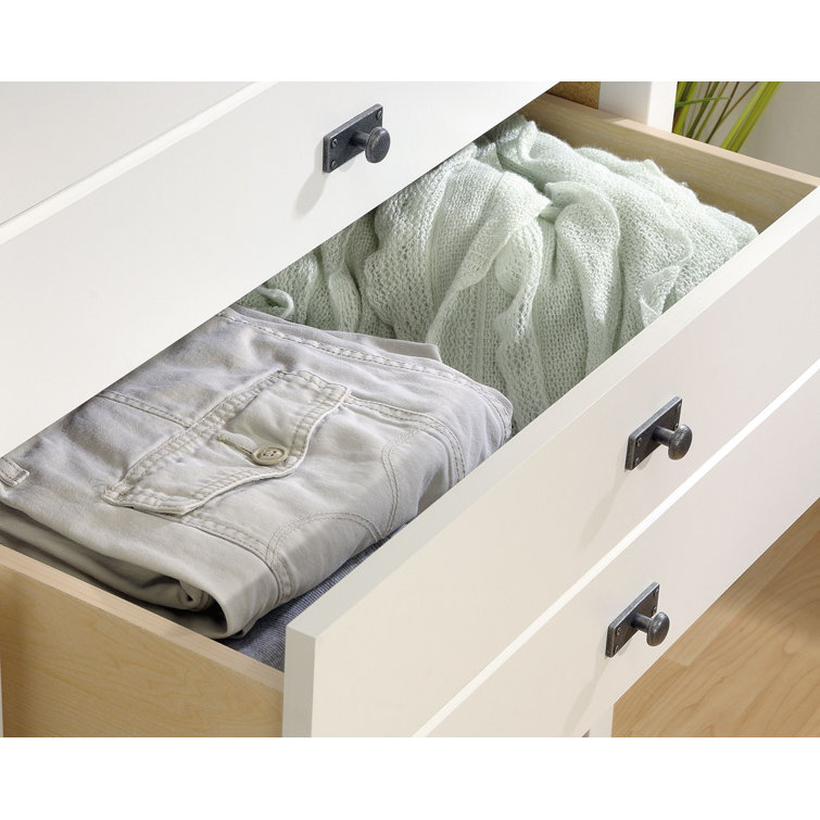 Cottage Road Soft White Double Dresser with Lintel Oak Accents