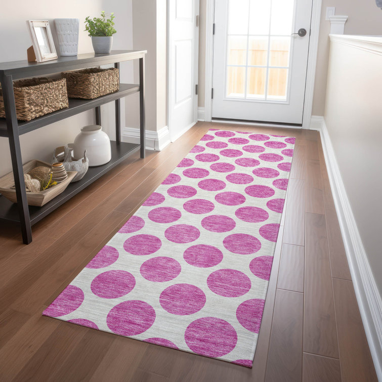 Blush Pink Synthetic Flat Woven Runner Rug 2'3" x 7'6"