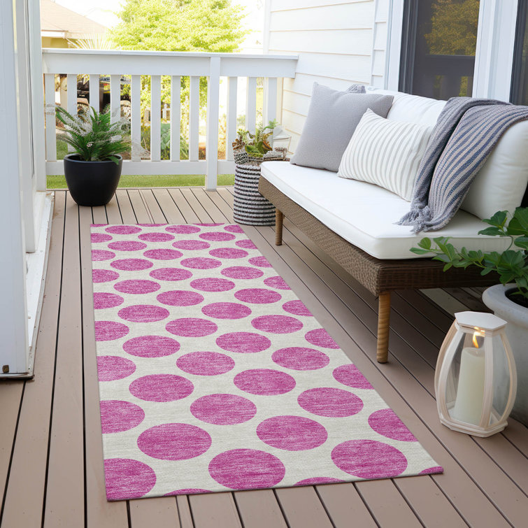 Blush Pink Synthetic Flat Woven Runner Rug 2'3" x 7'6"