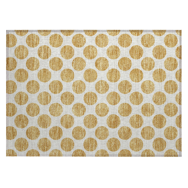 Gold Flat Woven Non-slip Rectangular Synthetic Rug 5' x 7'