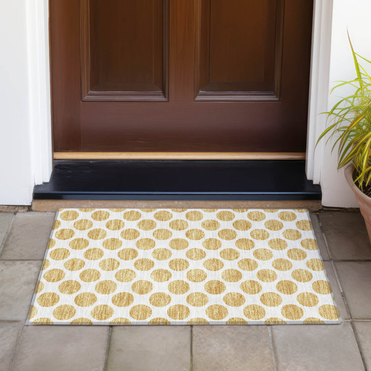Gold Flat Woven Non-slip Rectangular Synthetic Rug 5' x 7'