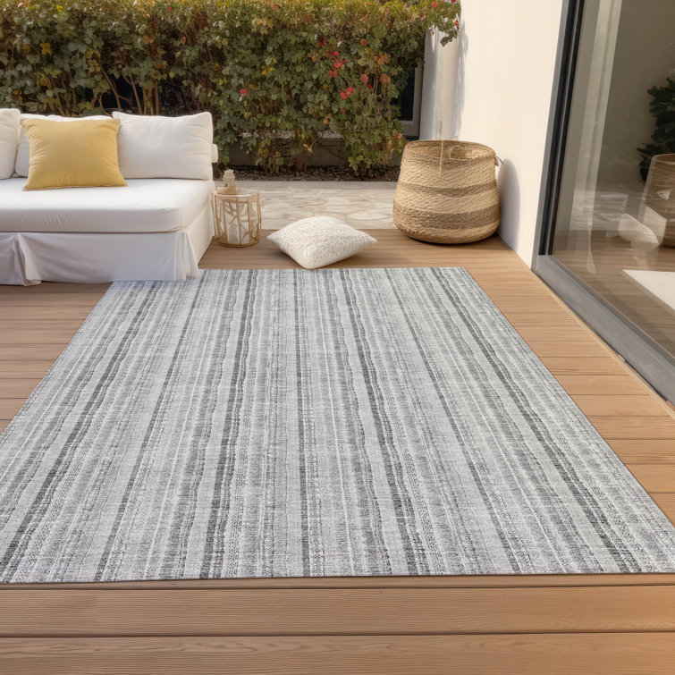 Silver and Gray Rectangular Synthetic Washable Rug, 2'6" x 3'10"