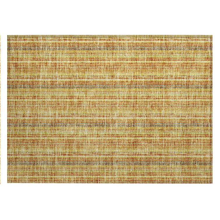 Honey Striped Synthetic Indoor/Outdoor Washable Rug
