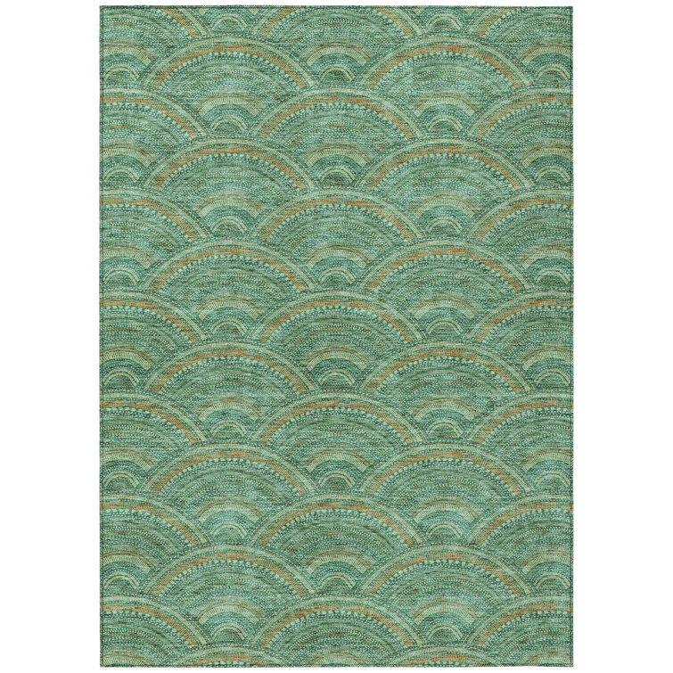 Sage Green Rectangular Synthetic Indoor/Outdoor Rug 2'6" x 3'10"