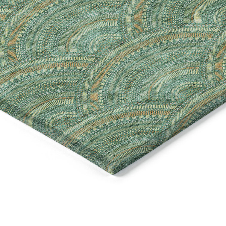 Sage Green Rectangular Synthetic Indoor/Outdoor Rug 2'6" x 3'10"