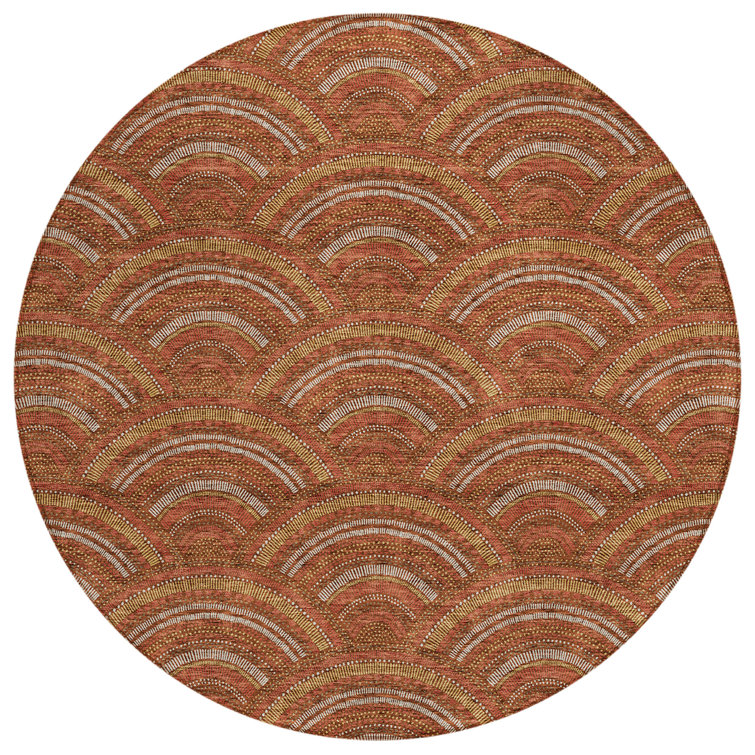 Paprika Round 8 ft Synthetic Easy Care Washable Rug