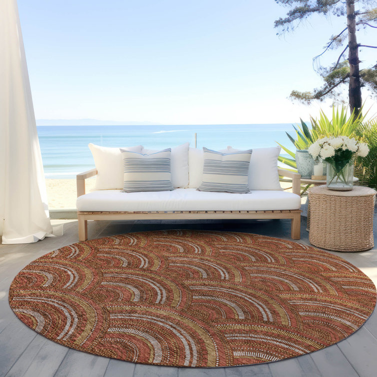 Paprika Round 8 ft Synthetic Easy Care Washable Rug