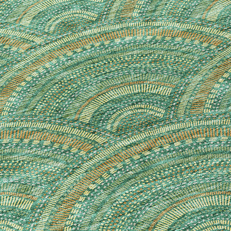 Sage Green Rectangular Synthetic Indoor/Outdoor Rug 2'6" x 3'10"