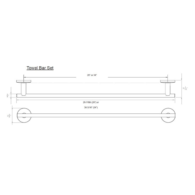 Polished Chrome 26'' Wall Mounted Towel Bar