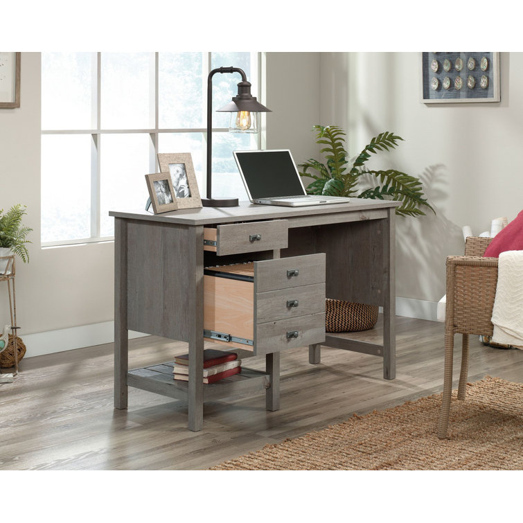 Mystic Oak Coastal Desk with Letter-Size File Drawer and Storage Shelf