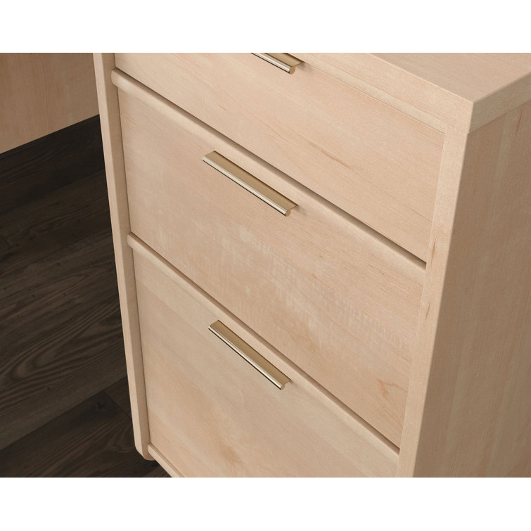 Clifford Natural Maple Executive Desk with Keyboard Tray and Filing Cabinet