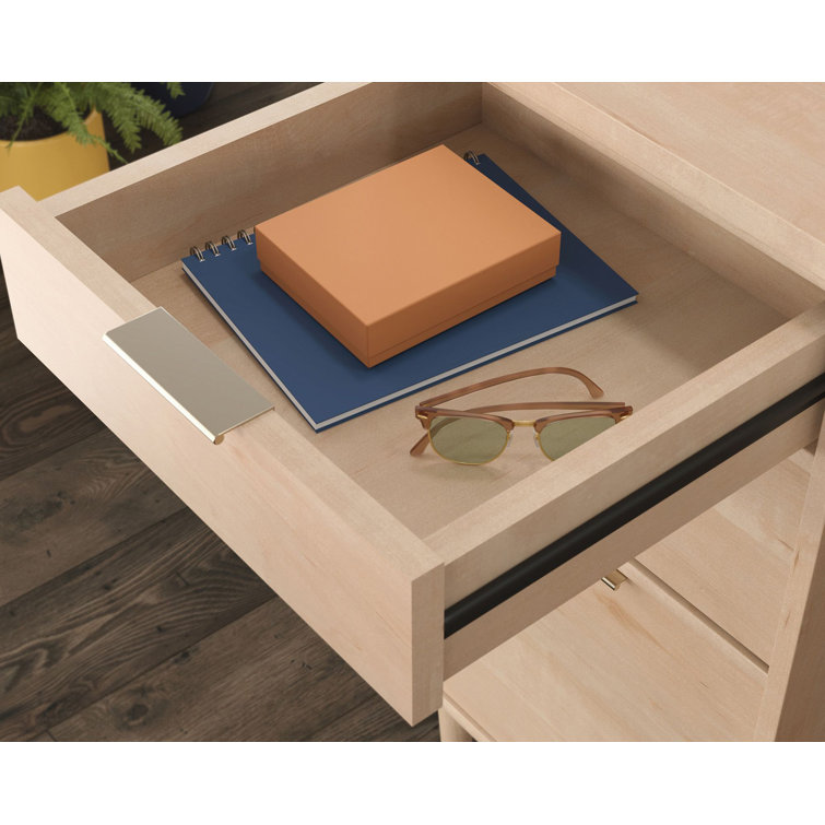 Clifford Natural Maple Executive Desk with Keyboard Tray and Filing Cabinet