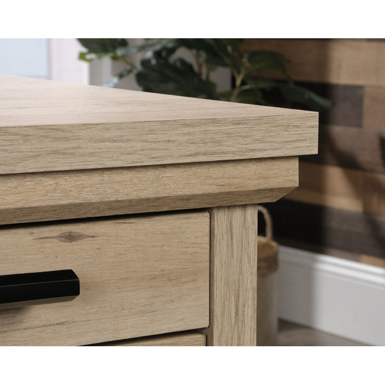 Executive Prime Oak Desk with Locking Drawers and Cord Management