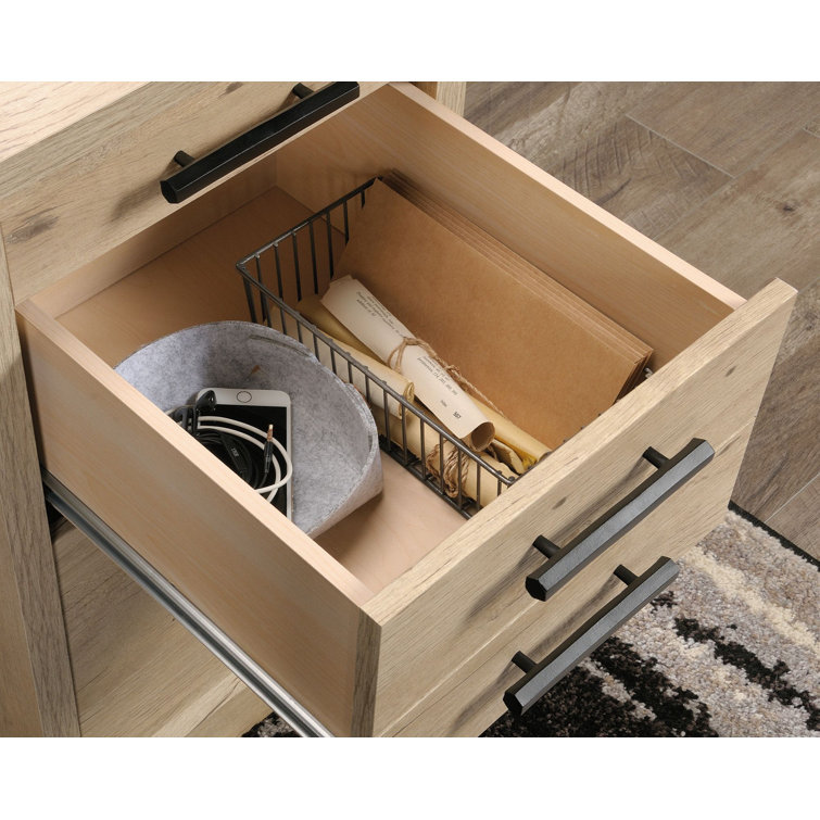 Executive Prime Oak Desk with Locking Drawers and Cord Management