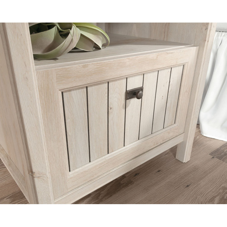 Chalked Chestnut Engineered Wood Nightstand with Cubbyhole Storage