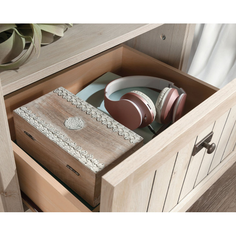 Chalked Chestnut Engineered Wood Nightstand with Cubbyhole Storage