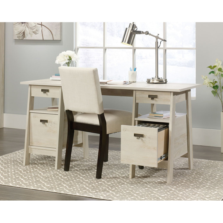 Chalked Chestnut Executive Desk with Integrated File Storage
