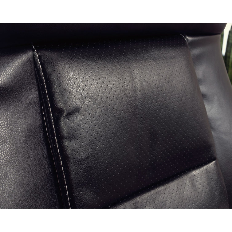 Executive Swivel Leather Office Chair with Fixed Arms in Black