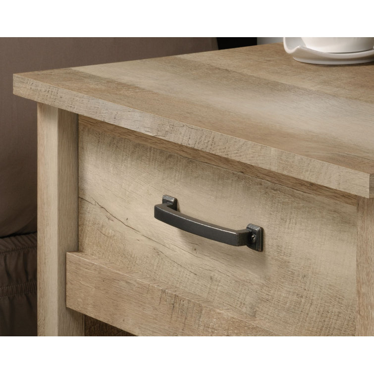 Cannery Bridge Lintel Oak Nightstand with Open Shelf and Drawer