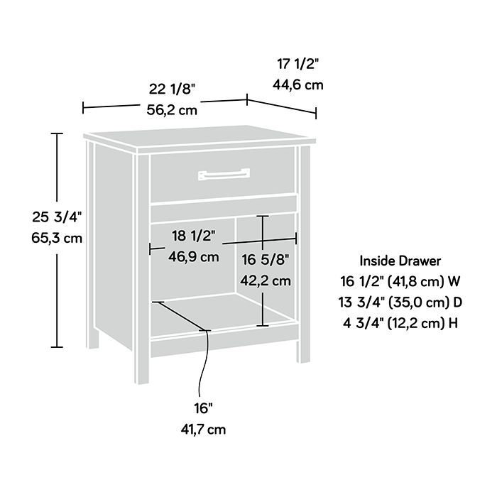 Cannery Bridge Lintel Oak Nightstand with Open Shelf and Drawer