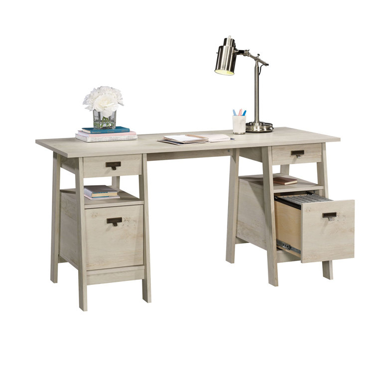 Chalked Chestnut Executive Desk with Integrated File Storage