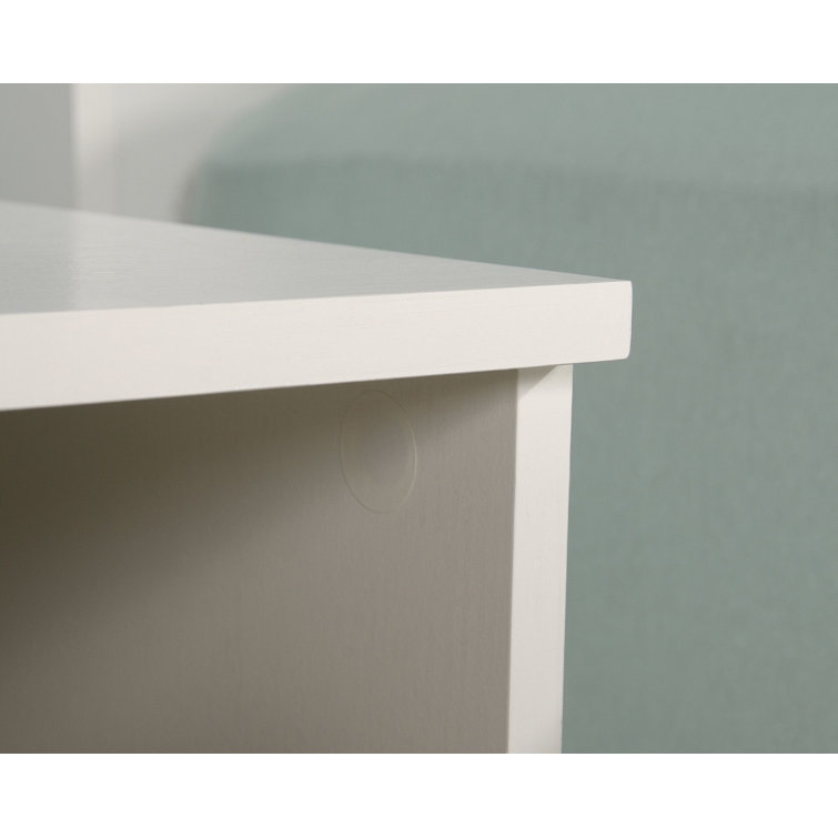 Pearl Oak and Faux White Marble Nightstand with Open Shelf