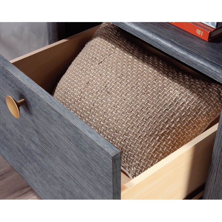 Dover Edge Denim Oak Nightstand with Drawer and Open Shelf