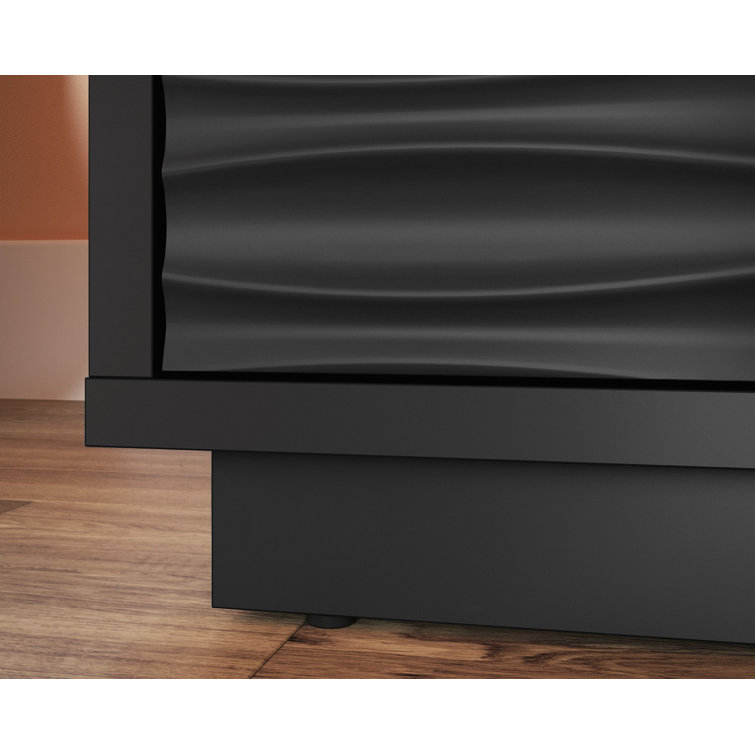 Sauder Morgan Main 85" Black Entertainment Credenza with Wave-Pattern Drawers