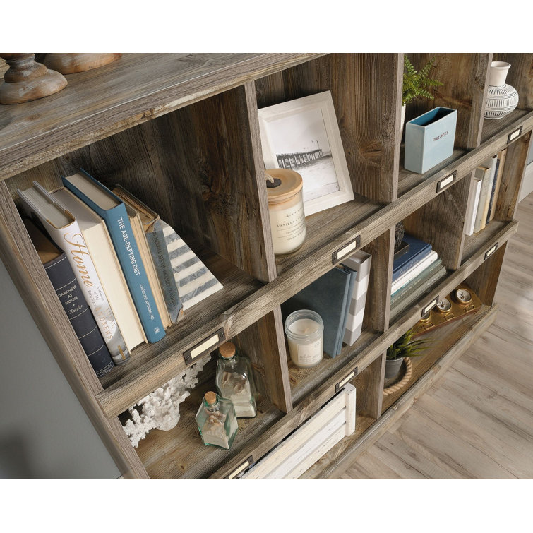 Rustic Cedar 10-Cubby Adjustable Wood Bookcase in Gray