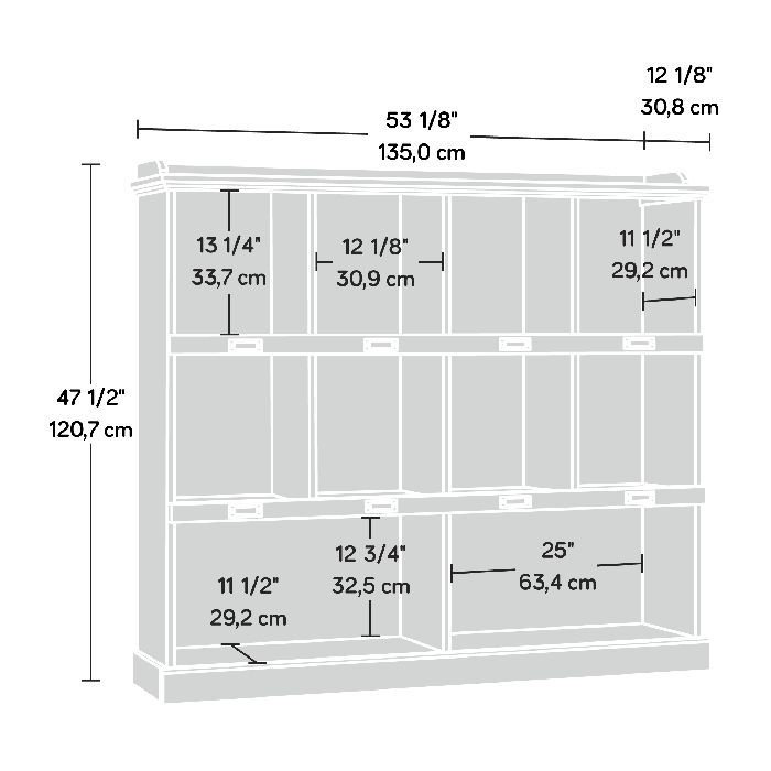 Barrister Lane 60'' Salt Oak Adjustable Cubby Bookcase with Metal Hardware