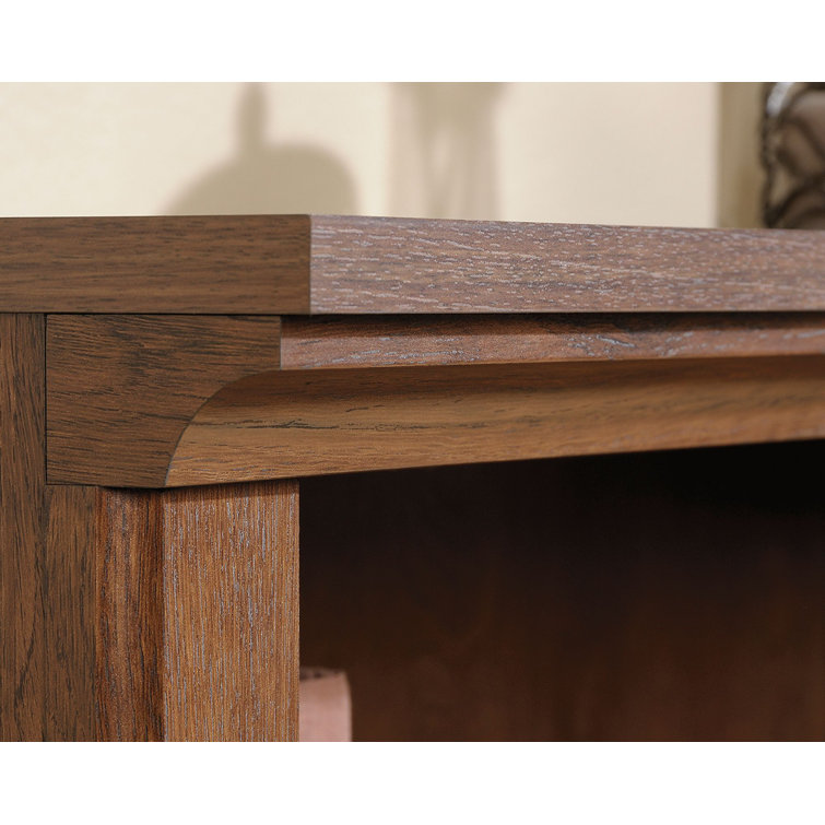 Adjustable 2-Shelf Oiled Oak Bookcase with Storage Cubes