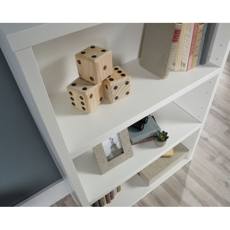 Soft White Adjustable 3-Shelf Display Bookcase with Cubes