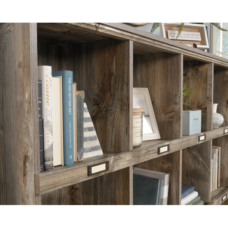 Rustic Cedar 10-Cubby Adjustable Wood Bookcase in Gray