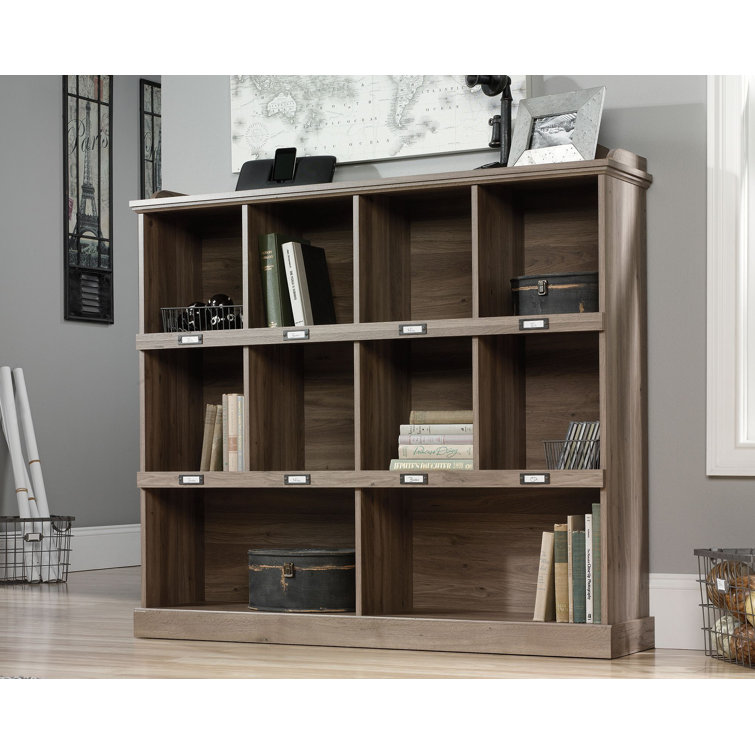 Barrister Lane 60'' Salt Oak Adjustable Cubby Bookcase with Metal Hardware