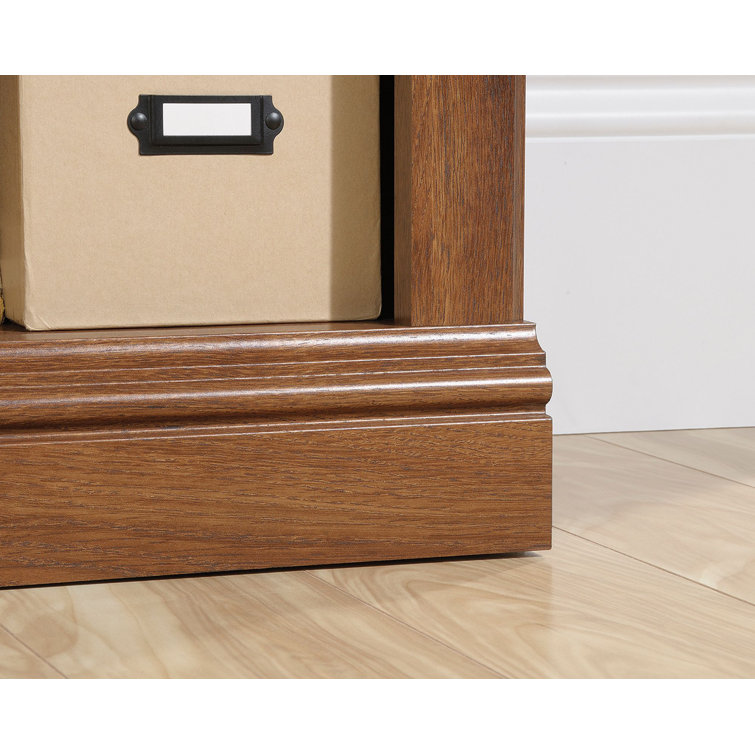 Adjustable 2-Shelf Oiled Oak Bookcase with Storage Cubes