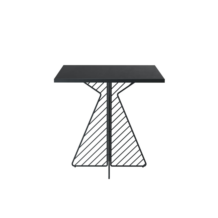 Modern Black Square Cafe Table with Wire Base