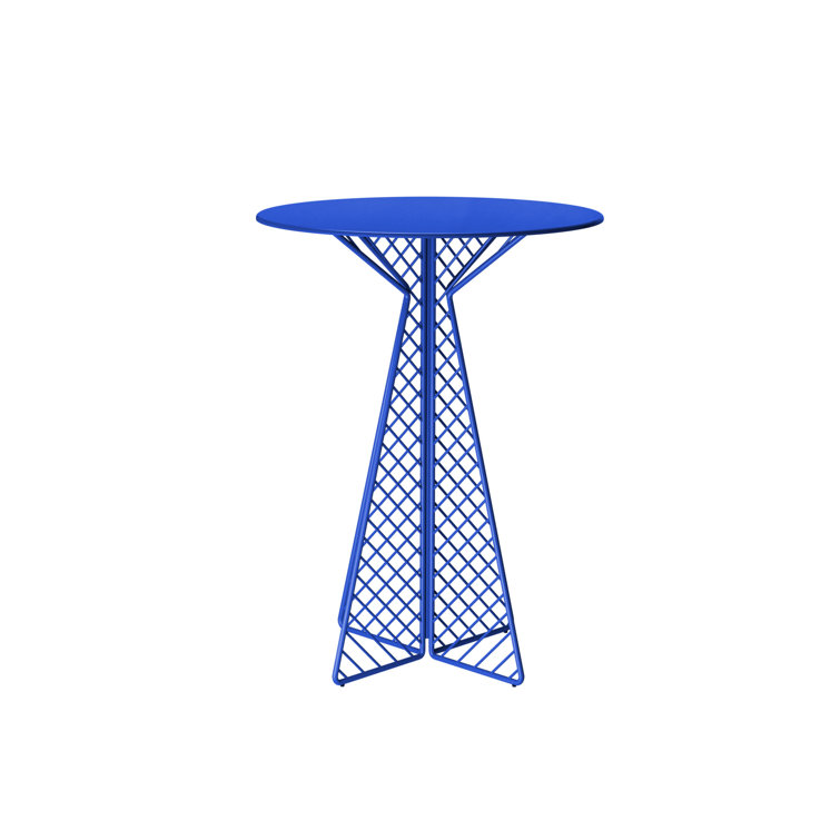 Electric Blue Mid-Century Modern Round Dining Table