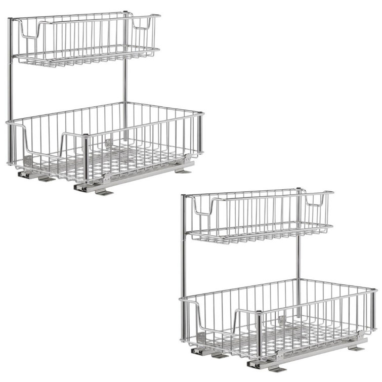 TRINITY 2-Tier Chrome Steel Wire Sliding Undersink Organizer