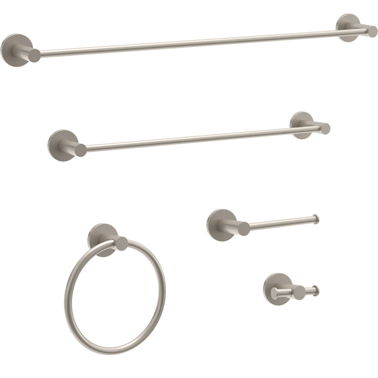 Brushed Nickel Modern Double Towel and Robe Hook