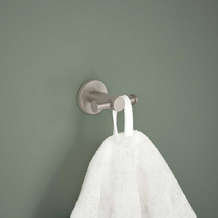 Brushed Nickel Modern Double Towel and Robe Hook