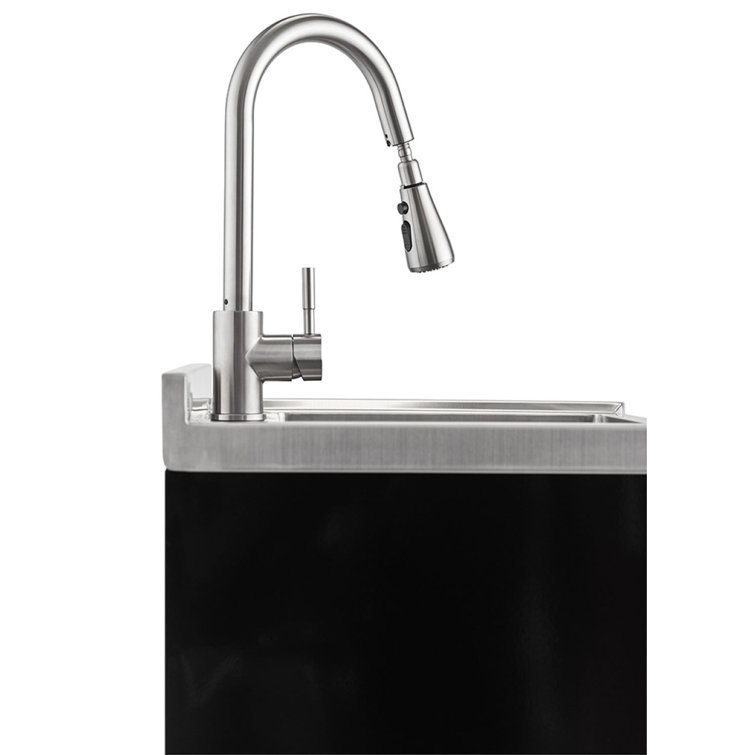 Stainless Steel Freestanding Utility Sink with Pull-Out Faucet