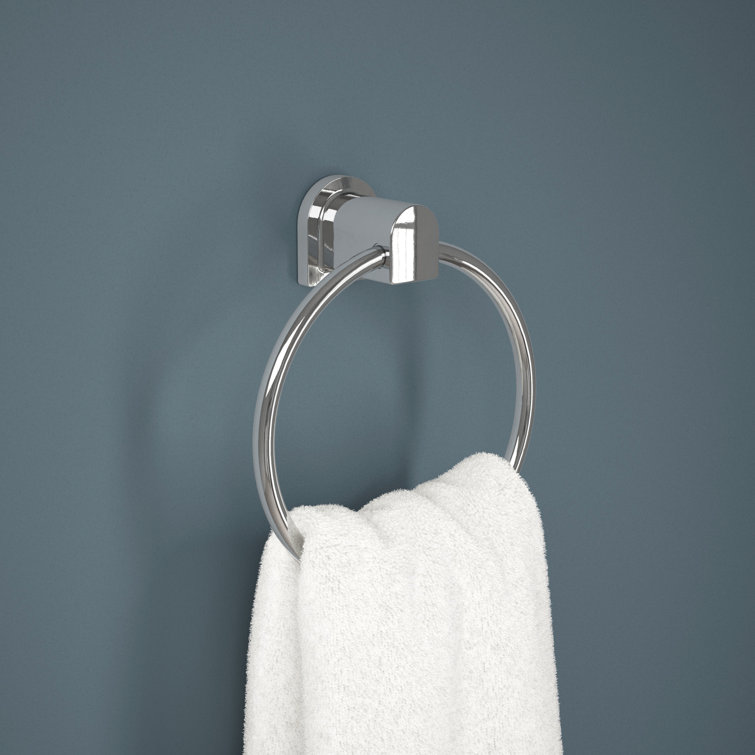 Polished Chrome Wall Mounted Geometric Towel Ring