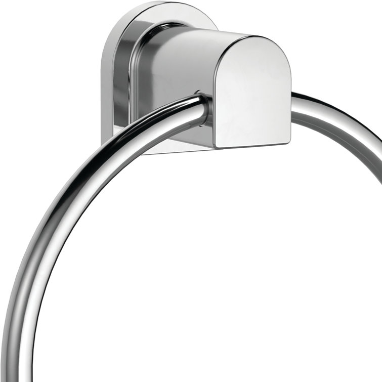 Polished Chrome Wall Mounted Geometric Towel Ring