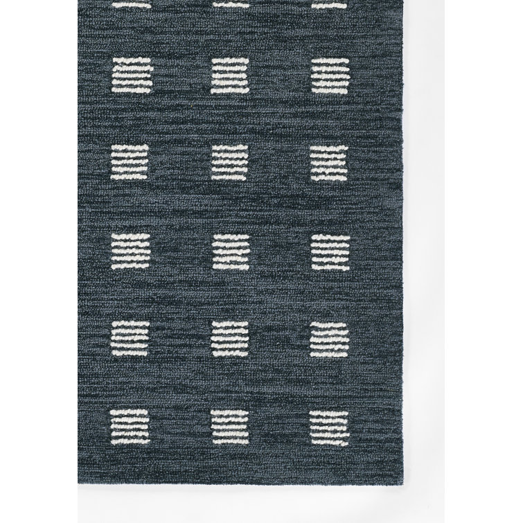 Hand Tufted Blue and White Wool Geometric Rug, 2' x 3'