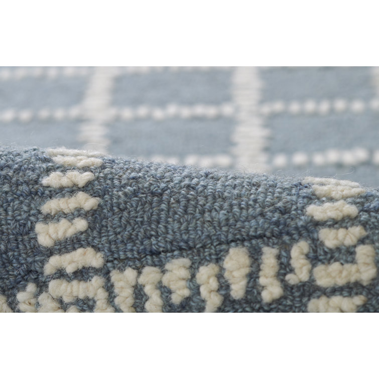 Lanora Hand Tufted Blue Wool Geometric Rug 8' x 10'