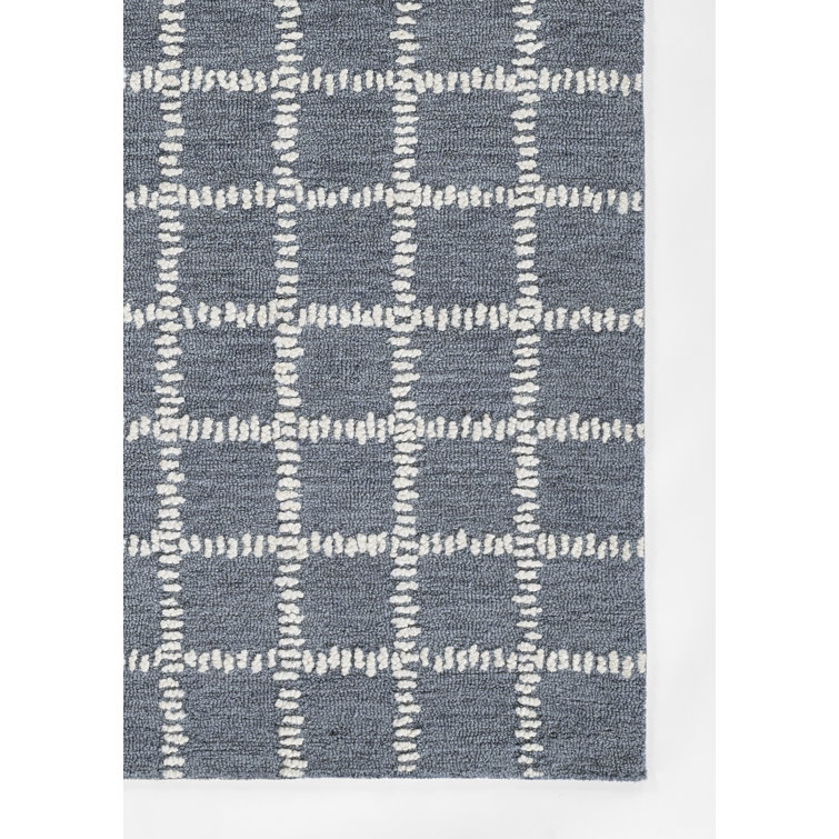 Lanora Hand Tufted Blue Wool Geometric Rug 8' x 10'
