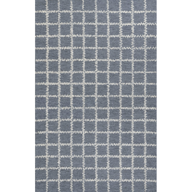 Lanora Hand Tufted Blue Wool Geometric 8' x 10' Rug