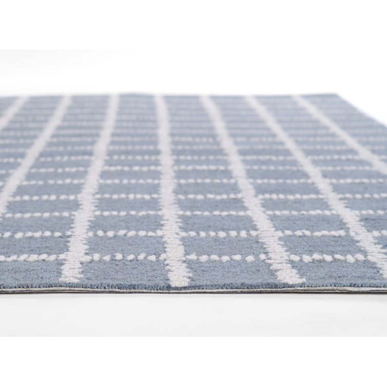 Lanora Hand Tufted Blue Wool Geometric Rug 8' x 10'