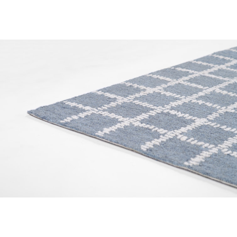 Lanora Hand Tufted Blue Wool Geometric Rug 8' x 10'