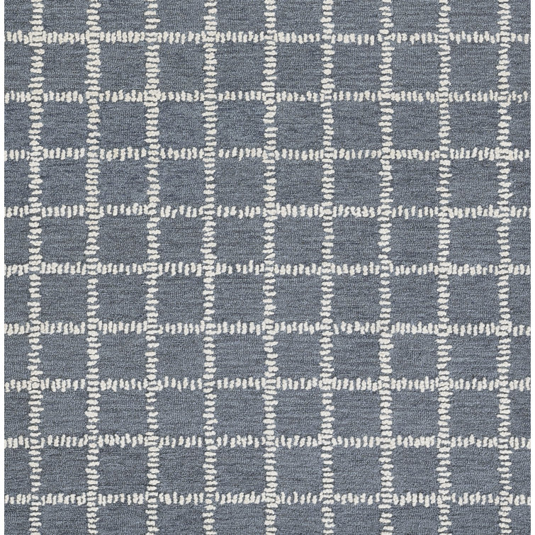 Lanora Hand Tufted Blue Wool Geometric Rug 8' x 10'